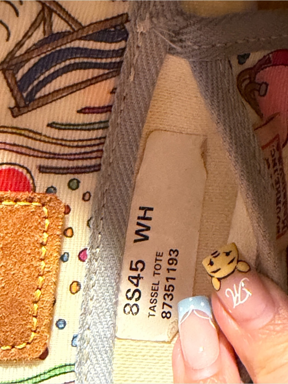 Dooney & Bourke Multicolor Doodle Satchel with Tan Leather Trim - Picture 6 of 10